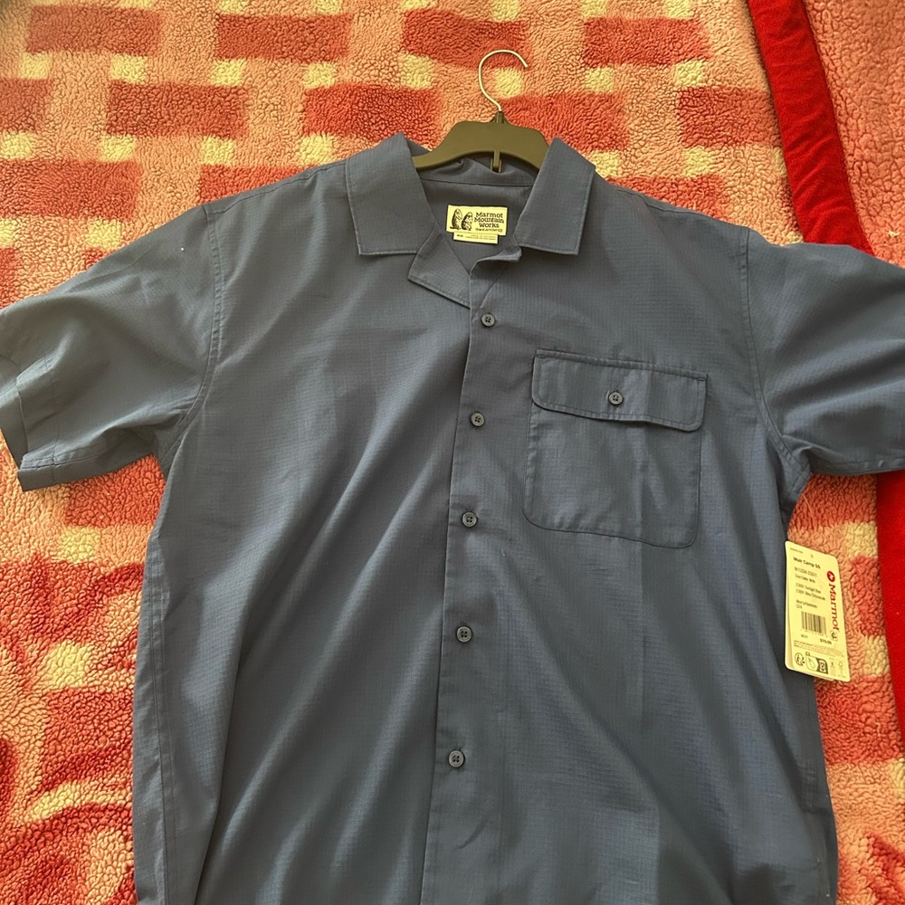 Marmot Men's Casual Blue Button Down Shirt